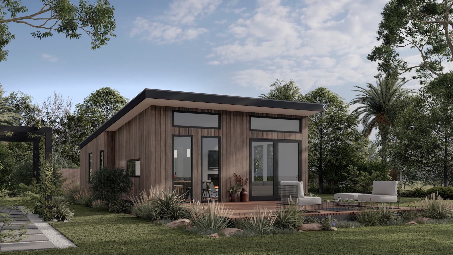 the exterior of a modern cabin design